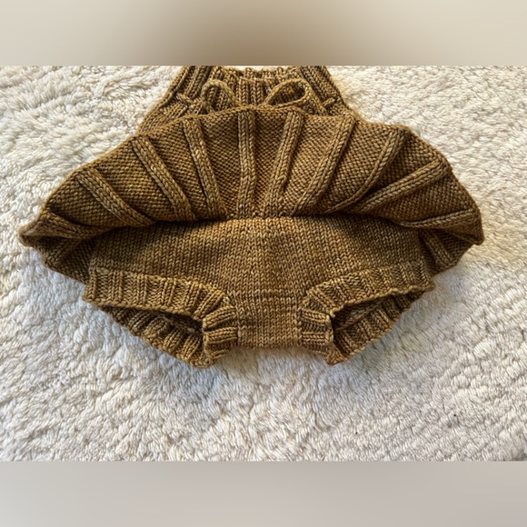 Misha & Puff Bronze Brown Spun Gold Rose Wool Skating Pond Skirt Skort 12-18m - Picture 9 of 12